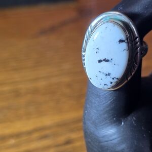 Sterling Silver Ring With White Buffalo Turquoise Stone